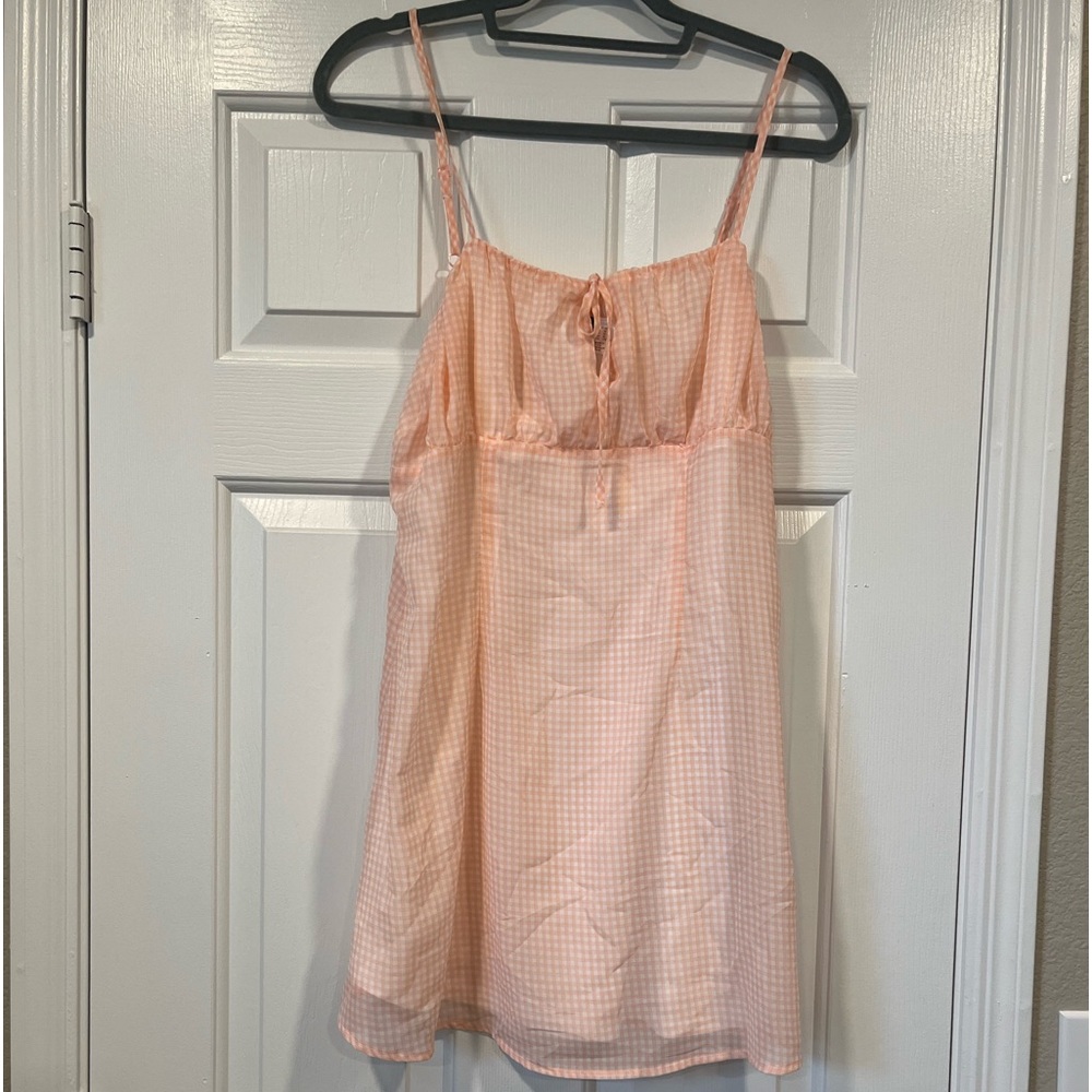 Divided pink and white gingham sundress